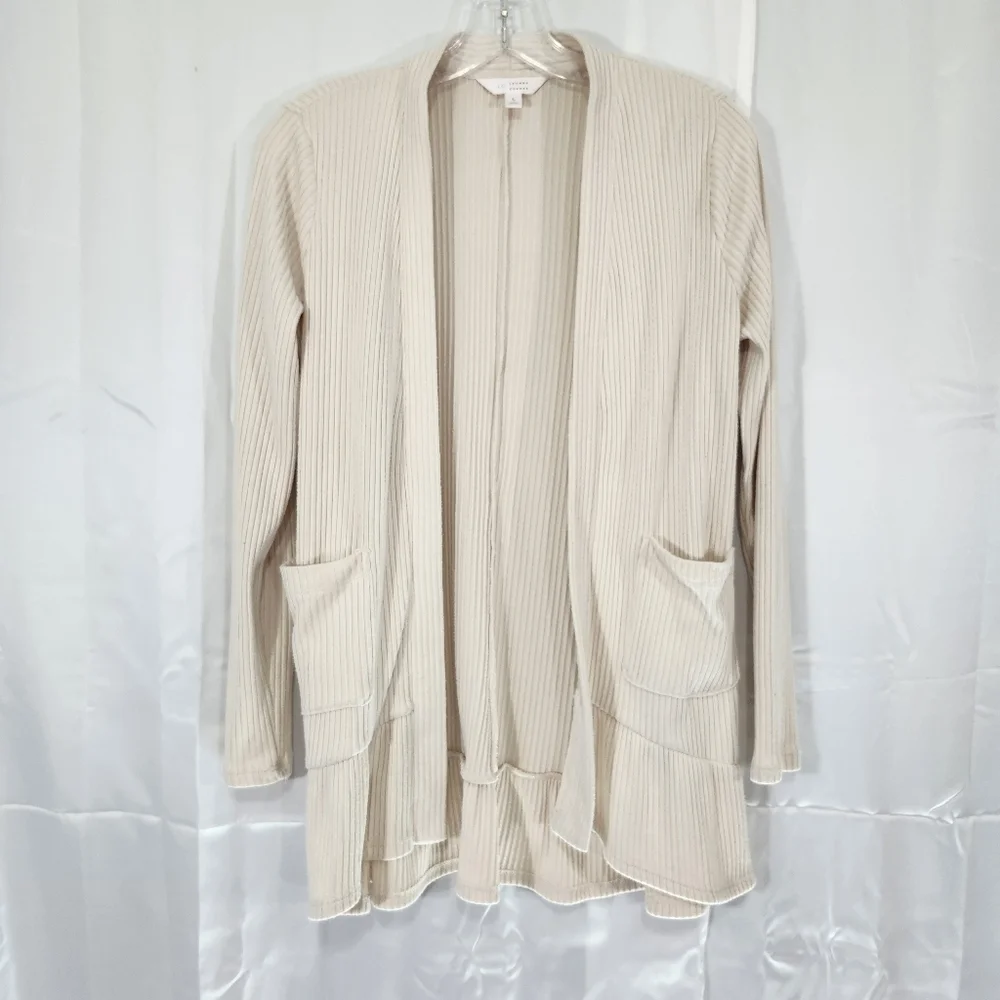 LC Lauren Conrad Size Small Cream Open-Front Cardigan Sweater